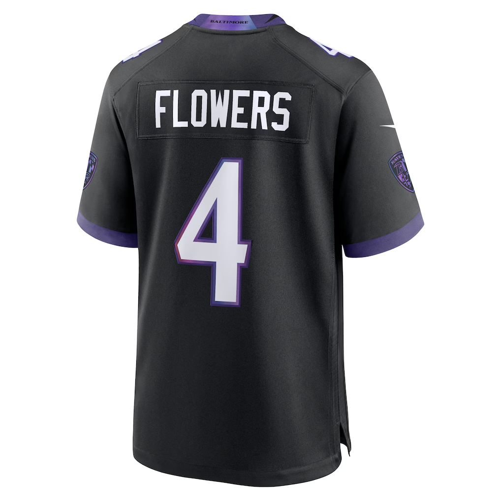 Punc B.Ravens #4 Zay Flowers Black Alternate Stitched Jerseys