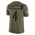 Punc B.Ravens #4 Zay Flowers Player Olive Salute To Service Limited Home Game Stitched Jerseys