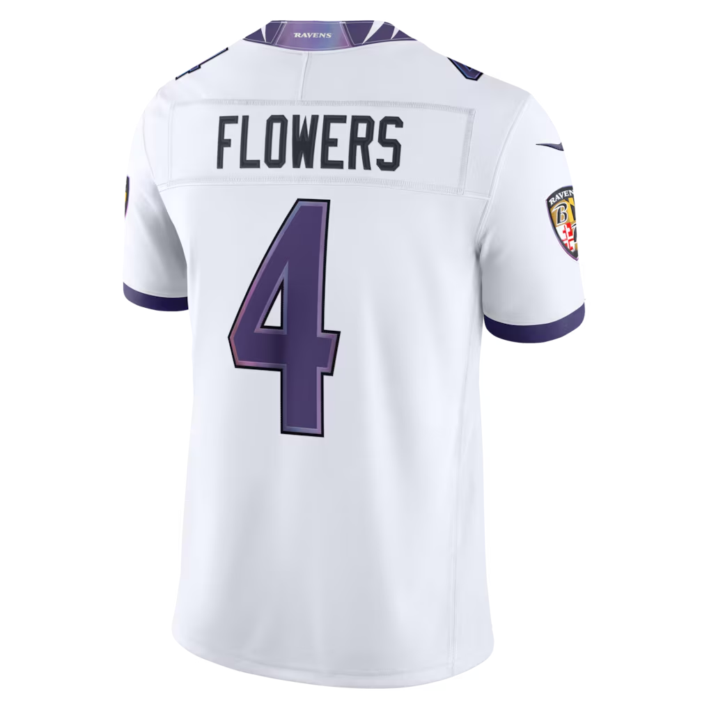 Punc B.Ravens #4 Zay Flowers White Vapor F.U.S.E. Stitched Limited Jerseys