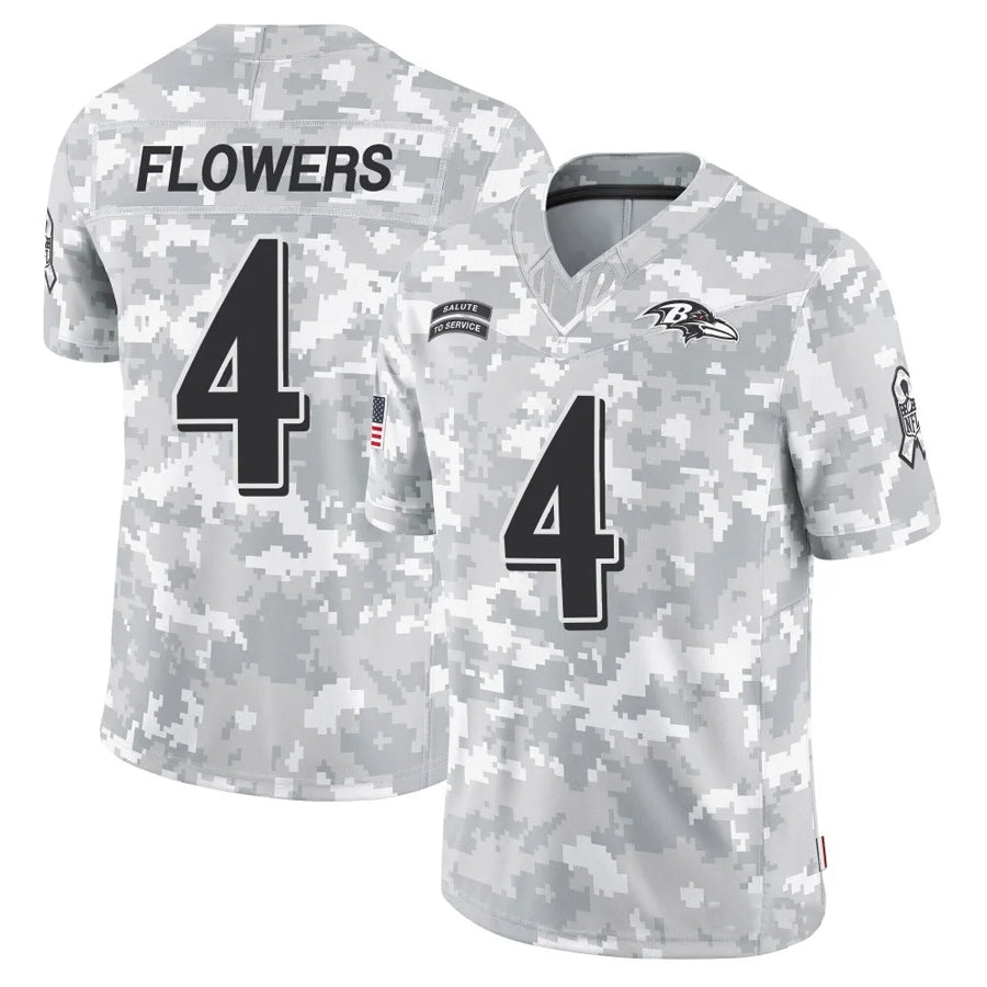 Punc B.Ravens #4 Zay Flowers Player Arctic Camo Salute to Service Limited Stitched Jerseys