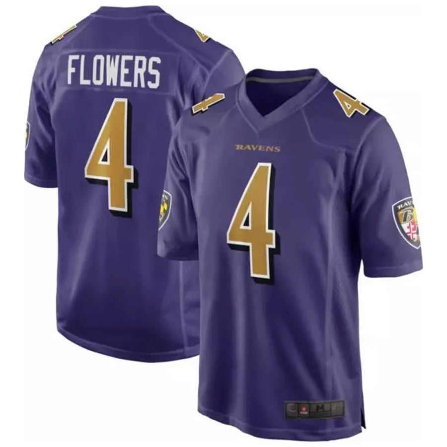 Punc B.Ravens #4 Zay Flowers Player Color Rush Game Purple Stitched Jerseys