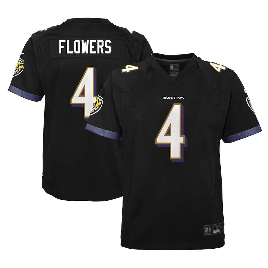Punc B.Ravens #4 Zay Flowers Player Fashion Black Game Stitched Jerseys