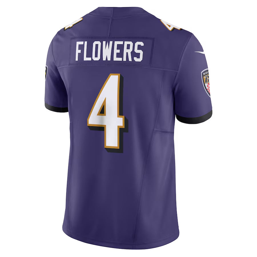 Punc B.Ravens #4 Zay Flowers Player Vapor F.U.S.E. Limited Purple Stitched Jerseys