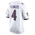 Punc B.Ravens #4 Zay Flowers Player White Home Game Stitched Jerseys