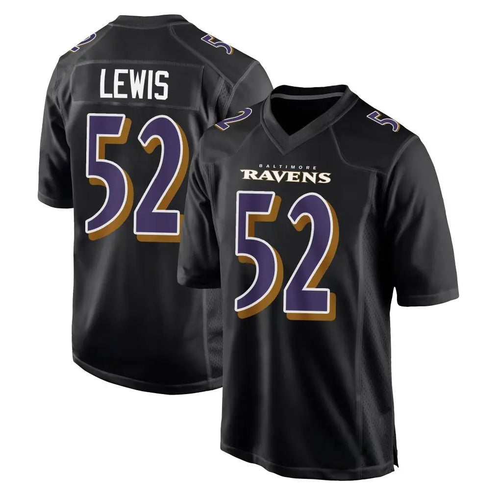 Punc B.Ravens #52 Ray Lewis Player Black Carbon Fashion Home Stitched Jerseys