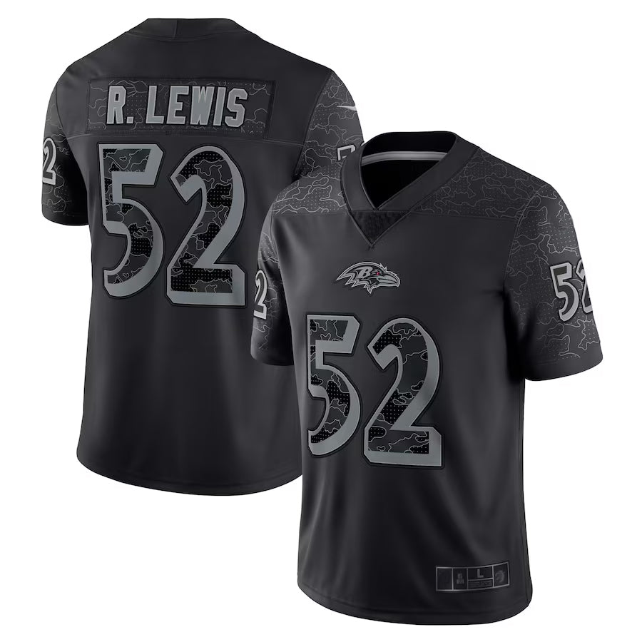 Punc B.Ravens #52 Ray Lewis Player Black RFLCTV Limited Stitched Jerseys