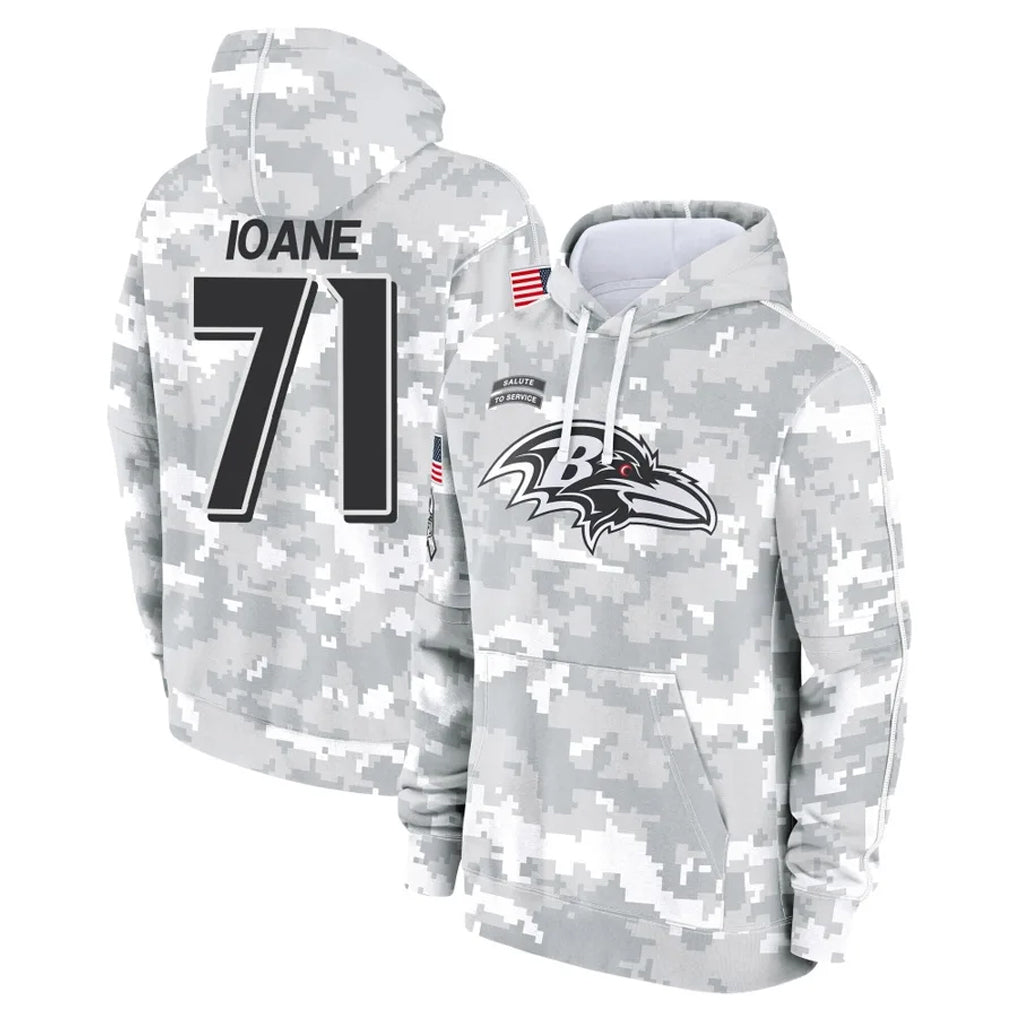 Punc B.Ravens #71 Olaivavega Ioane Player Arctic Camo Salute To Service Hoodie Stitched Jerseys