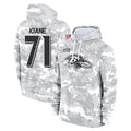 Punc B.Ravens #71 Olaivavega Ioane Player Arctic Camo Salute To Service Hoodie Stitched Jerseys