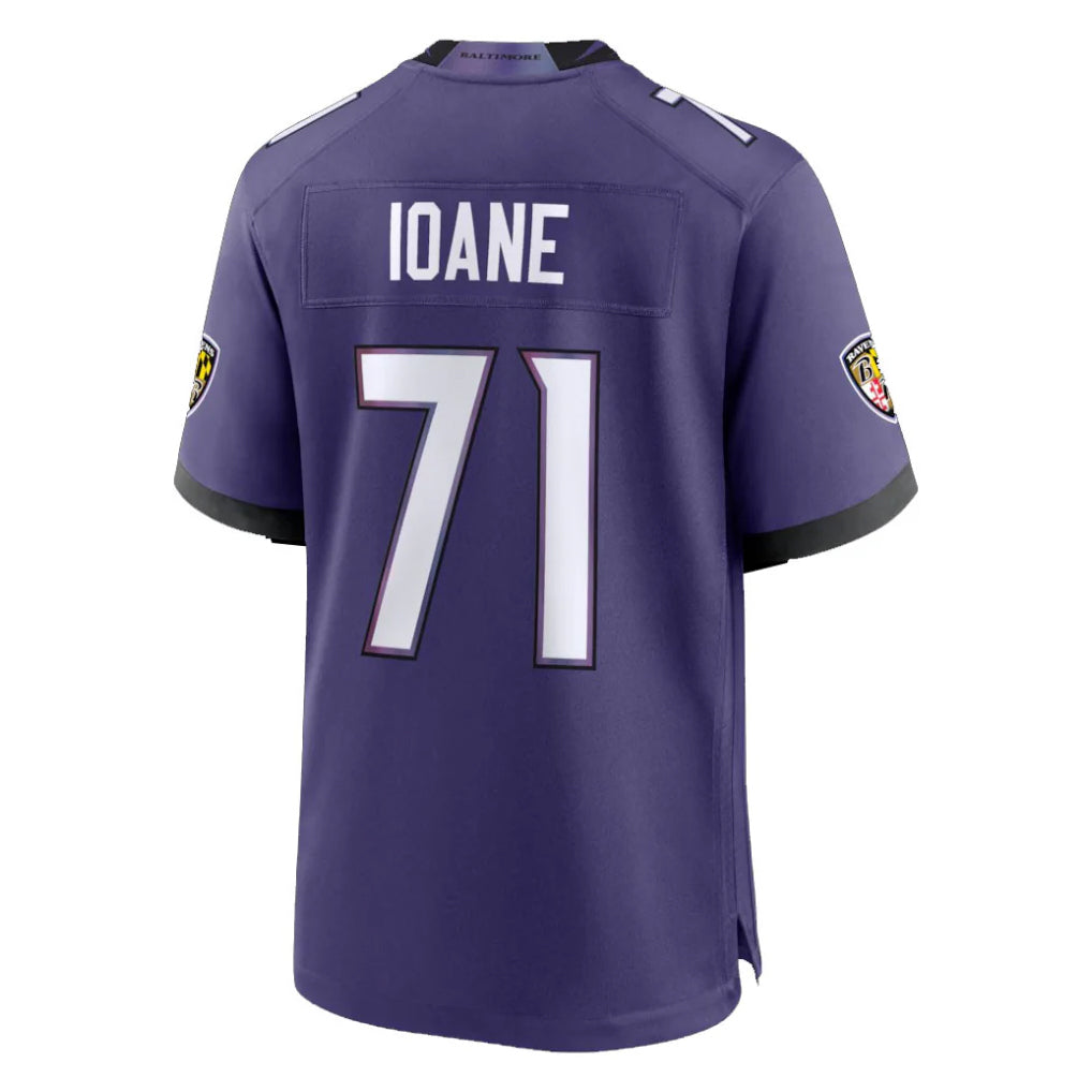 Punc B.Ravens #71 Olaivavega Ioane Player Purple Home Game Stitched Jerseys