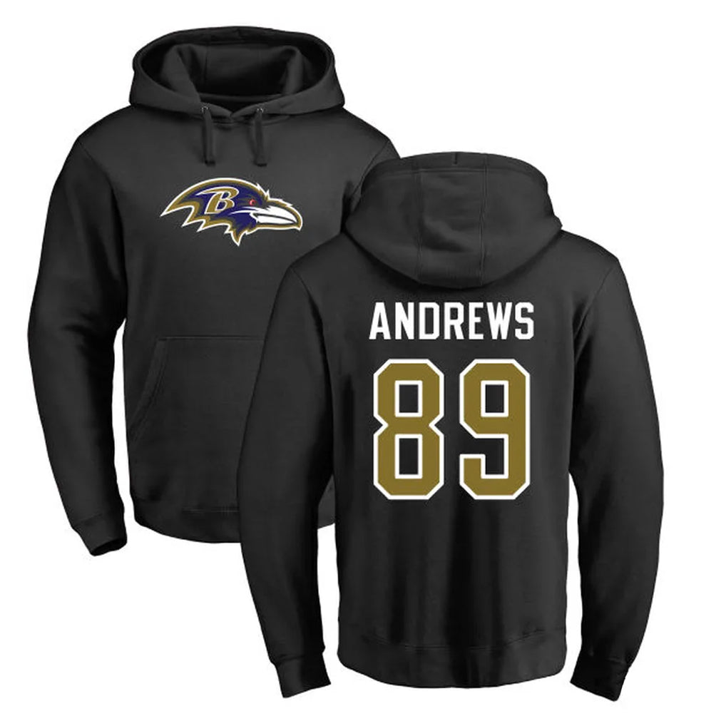 Punc B.Ravens #89 Mark Andrews Player Black Pullover Hoodie Stitched Jerseys