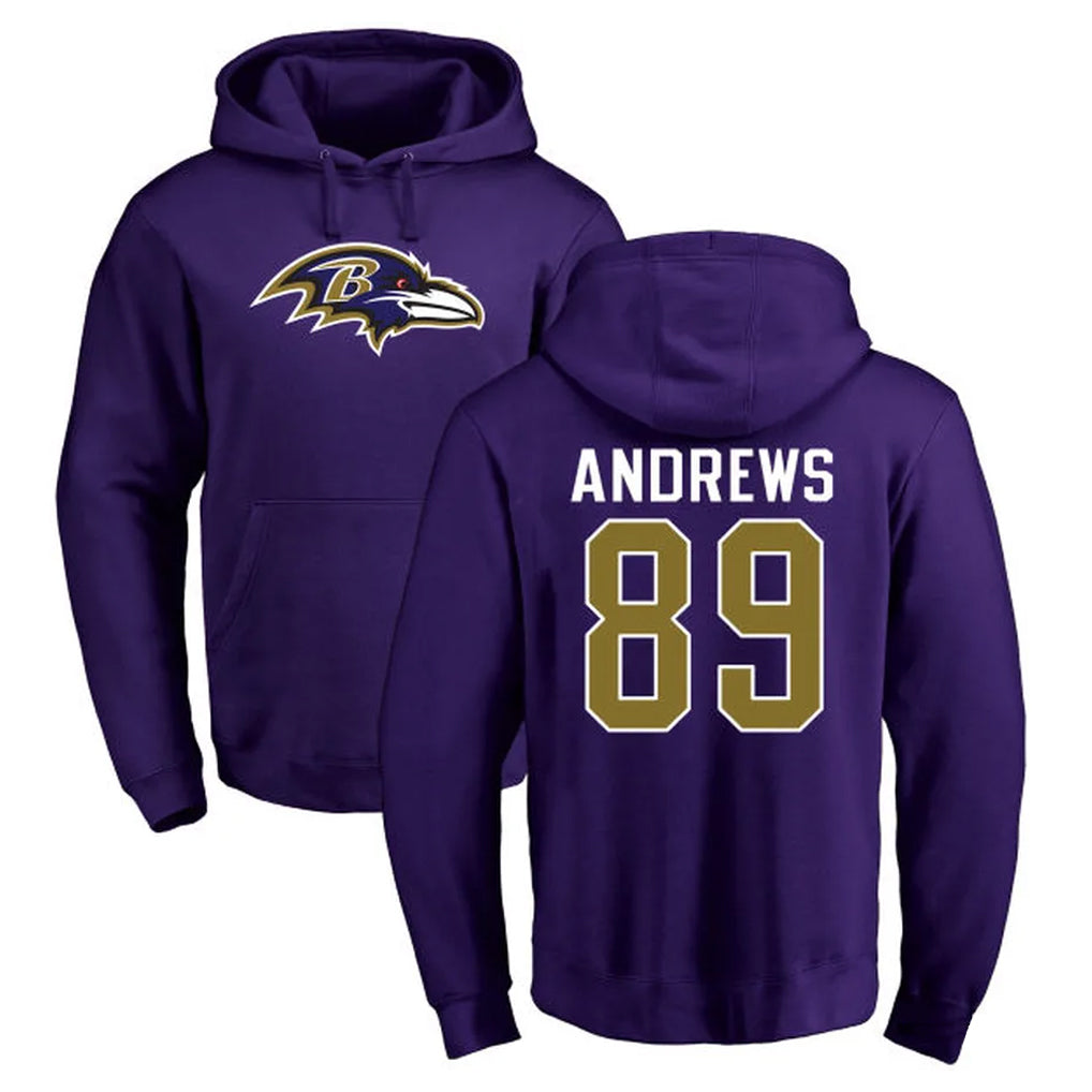Punc B.Ravens #89 Mark Andrews Player Purple Salute to Service Pullover Hoodie Stitched Jerseys