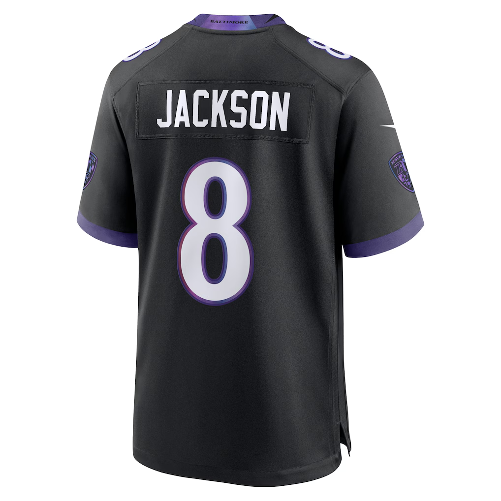 Punc B.Ravens #8 Lamar Jackson Black Alternate Game Stitched Jerseys