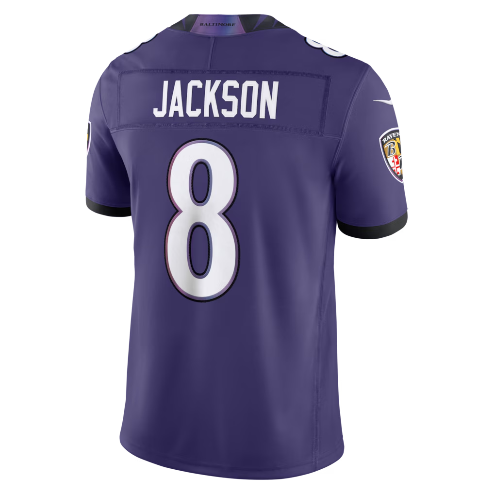 Punc B.Ravens #8 Lamar Jackson Purple Team Vapor F.U.S.E. Stitched Limited Jerseys