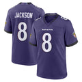 Punc B.Ravens #8 Lamar Jackson Player Purple Home Game Stitched Jerseys