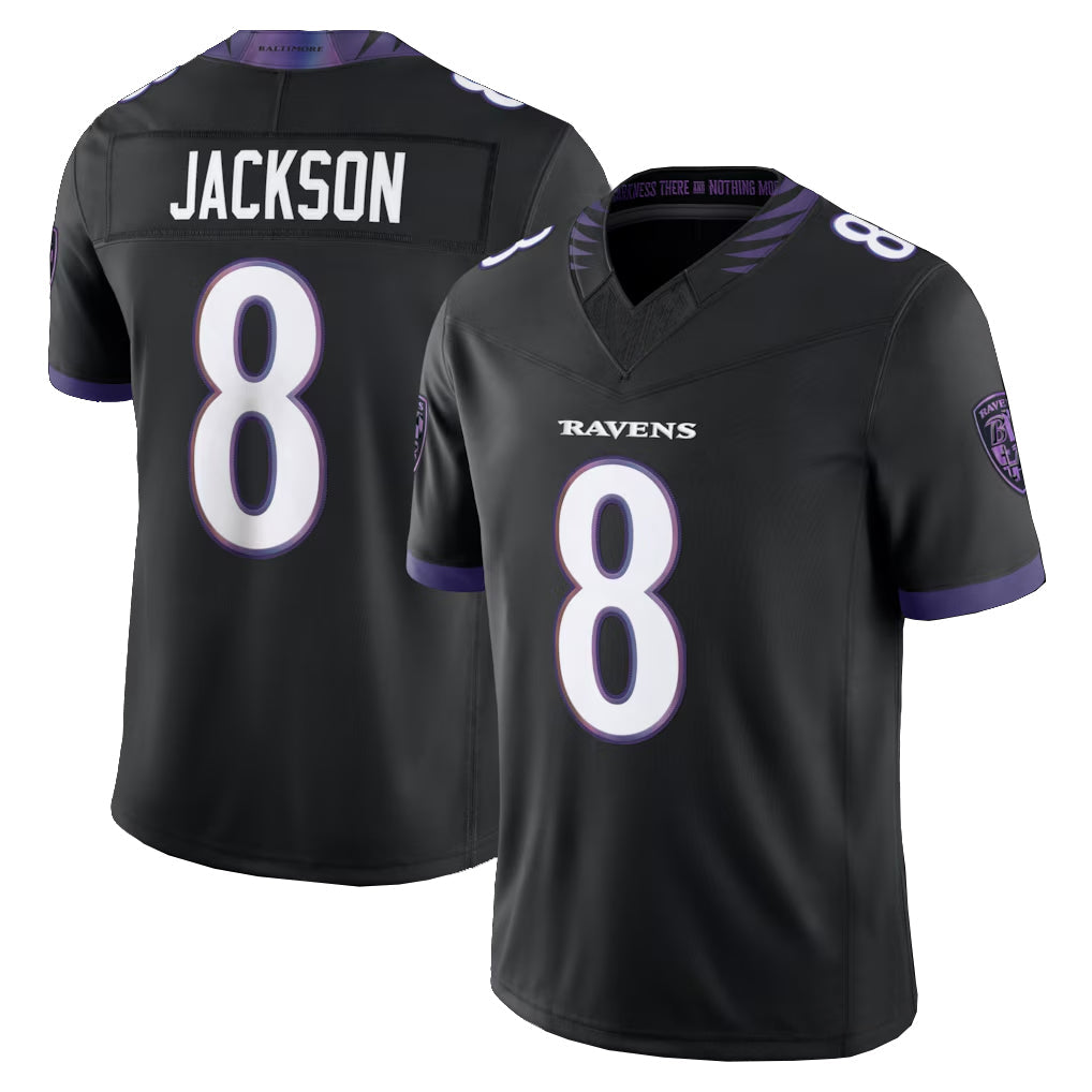 Punc B.Ravens #8 Lamar Jackson Player Black Limited Elite Home Game Stitched Jerseys