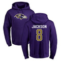 Punc B.Ravens #8 Lamar Jackson Player Purple Salute to Service Pullover Hoodie Stitched Jerseys