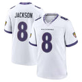 Punc B.Ravens #8 Lamar Jackson Player White Home Game Stitched Jerseys