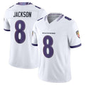 Punc B.Ravens #8 Lamar Jackson Player White Limited Elite Home Game Stitched Jerseys