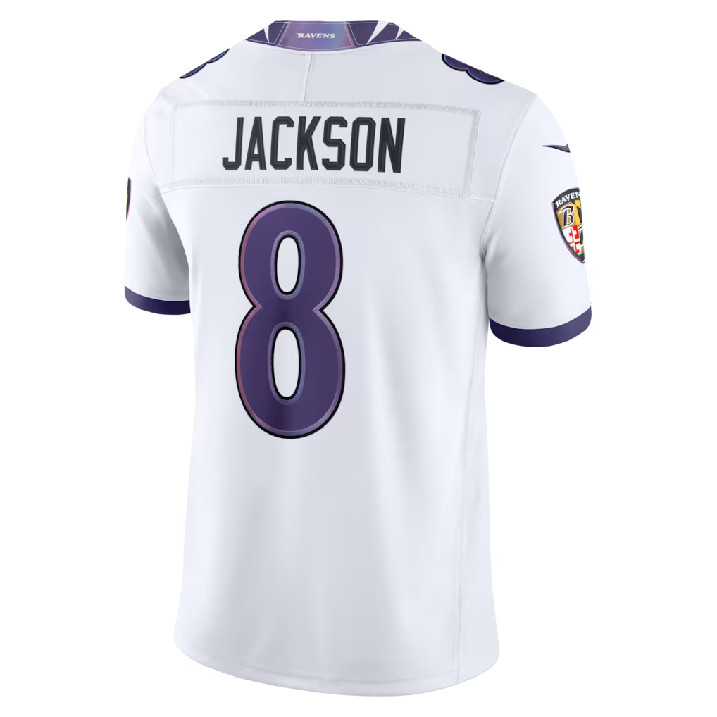Punc B.Ravens #8 Lamar Jackson White Vapor F.U.S.E. Stitched Limited Jerseys