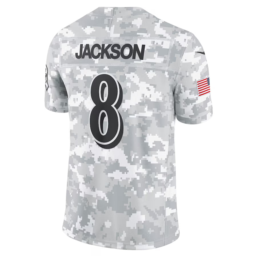 Punc B.Ravens #8 Lamar Jackson Player Arctic Camo Salute to Service Limited  Stitched Jerseys