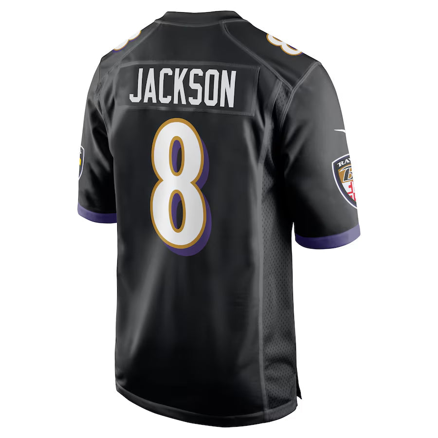 Punc B.Ravens #8 Lamar Jackson Player Black Alternate Game Stitched Jerseys