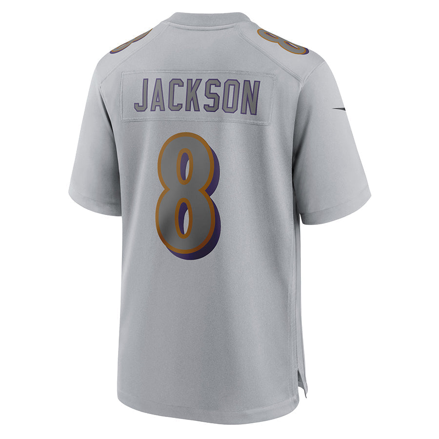 Punc B.Ravens #8 Lamar Jackson Player Gray Replica Limited  Stitched Jerseys