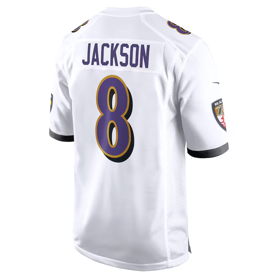 Punc B.Ravens #8 Lamar Jackson Player White Game Stitched Jerseys