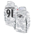 Punc B.Ravens #91 Trey Hendrickson Player Arctic Camo Salute To Service Hoodie Stitched Jerseys