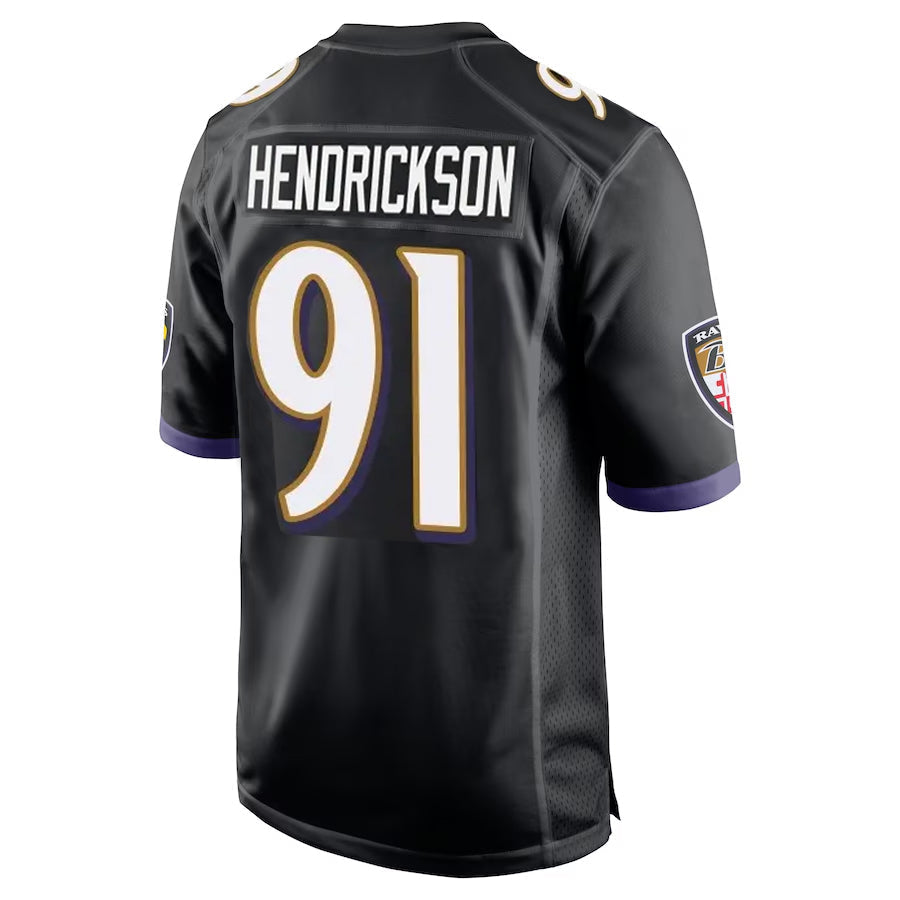 Punc B.Ravens #91 Trey Hendrickson Player Black Alternate Home Game Stitched Jerseys