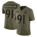 Punc B.Ravens #91 Trey Hendrickson Player Olive Salute To Service Limited Home Game Stitched Jerseys