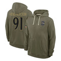 Punc B.Ravens #91 Trey Hendrickson Player Olive Salute to Service Hoodie Stitched Jerseys