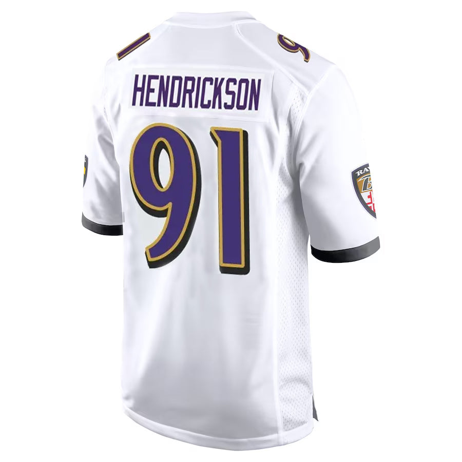 Punc B.Ravens #91 Trey Hendrickson Player White Alternate Home Game Stitched Jerseys