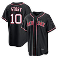 Punc B.Red Sox #10 Trevor Story Player Black Out Home Game Stitched Jerseys