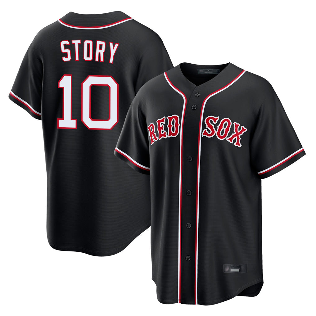Punc B.Red Sox #10 Trevor Story Player Black Out Home Game Stitched Jerseys