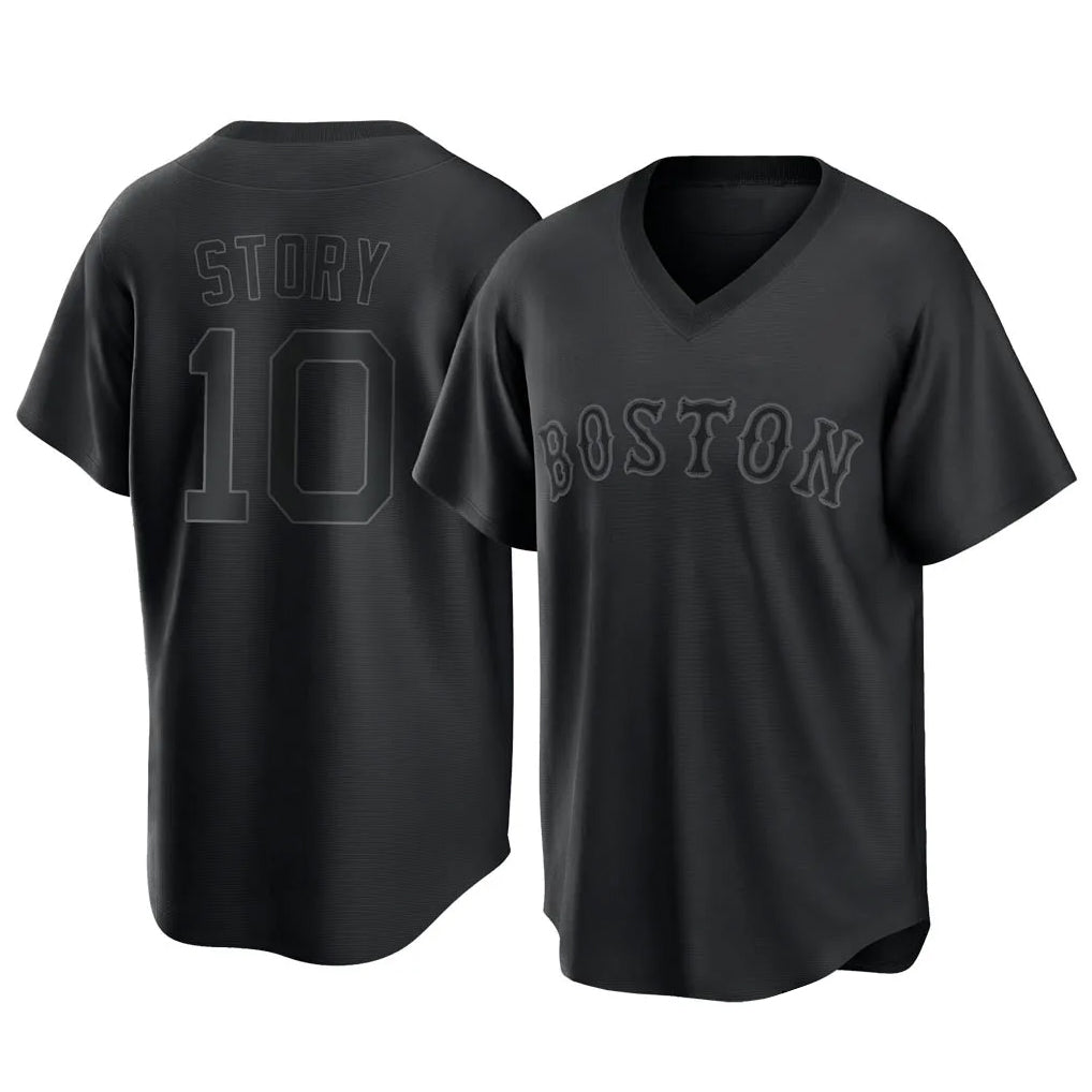 Punc B.Red Sox #10 Trevor Story Player Black T-shirt Home Game Stitched Jerseys