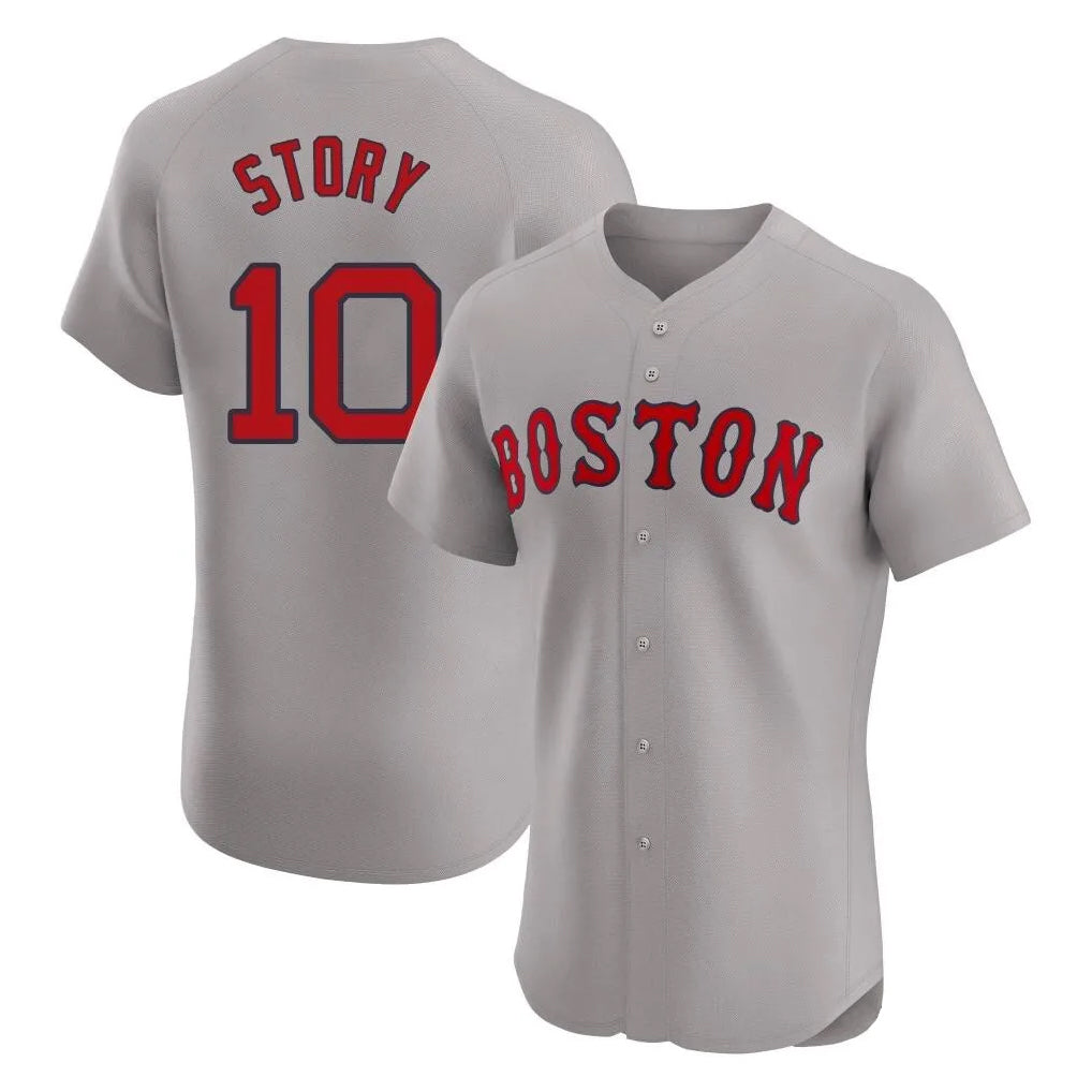 Punc B.Red Sox #10 Trevor Story Player Gray Road Limited Elite Home Game Stitched Jerseys