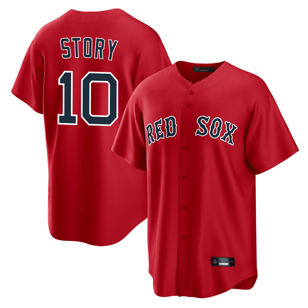 Punc B.Red Sox #10 Trevor Story Player Red Home Game Stitched Jerseys