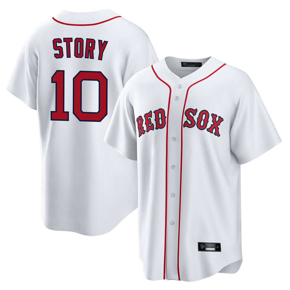 Punc B.Red Sox #10 Trevor Story Player White Home Game Stitched Jerseys