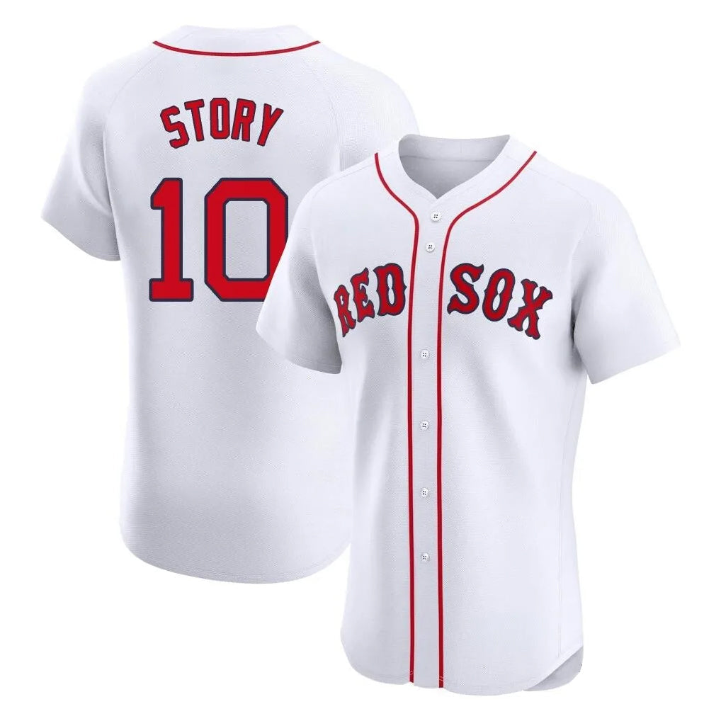 Punc B.Red Sox #10 Trevor Story Player White Limited Elite Home Game Stitched Jerseys