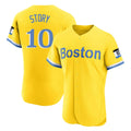 Punc B.Red Sox #10 Trevor Story Player Yellow Limited Elite Home Game Stitched Jerseys