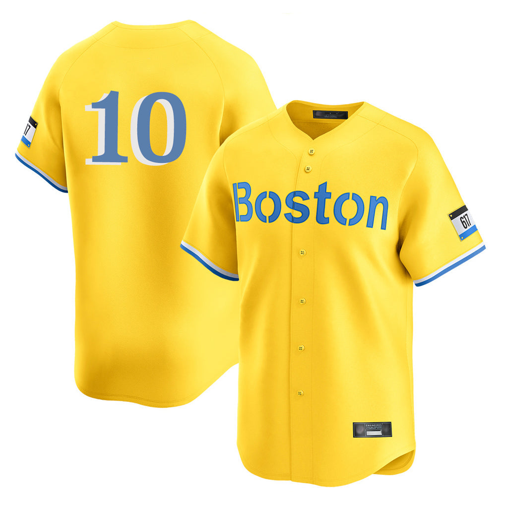Punc B.Red Sox #10 Trevor Story Player Yellow Limited Home Game Stitched Jerseys