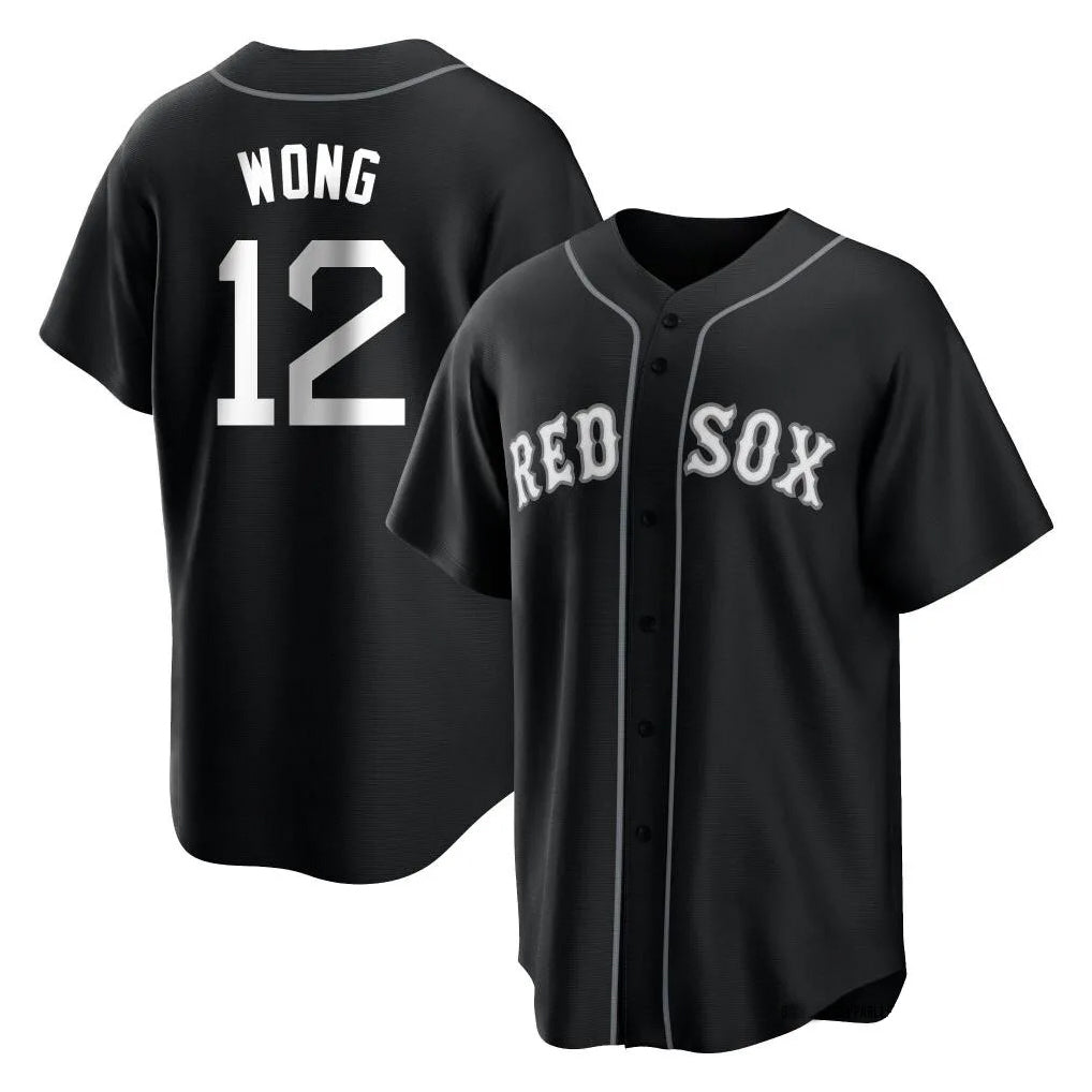 Punc B.Red Sox #12 Connor Wong Player Black Home Game Stitched Jerseys
