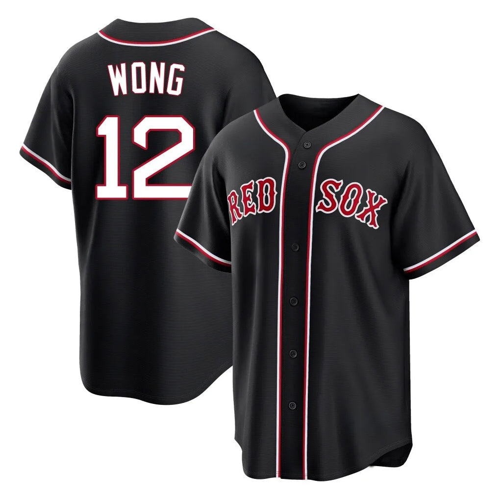 Punc B.Red Sox #12 Connor Wong Player Black Out Home Game Stitched Jerseys