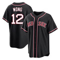 Punc B.Red Sox #12 Connor Wong Player Black Out Home Game Stitched Jerseys