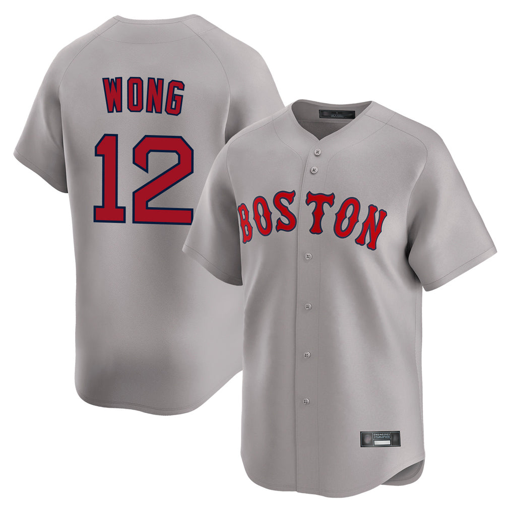 Punc B.Red Sox #12 Connor Wong Player Gray Road Limited Home Game Stitched Jerseys