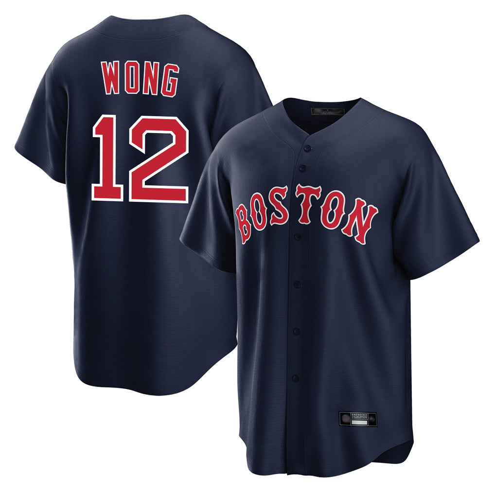 Punc B.Red Sox #12 Connor Wong Player Navy Home Game Stitched Jerseys