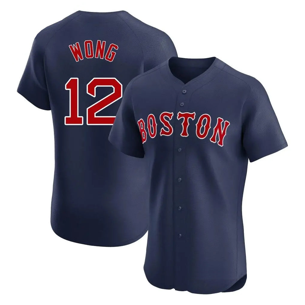 Punc B.Red Sox #12 Connor Wong Player Navy Limited Elite Home Game Stitched Jerseys