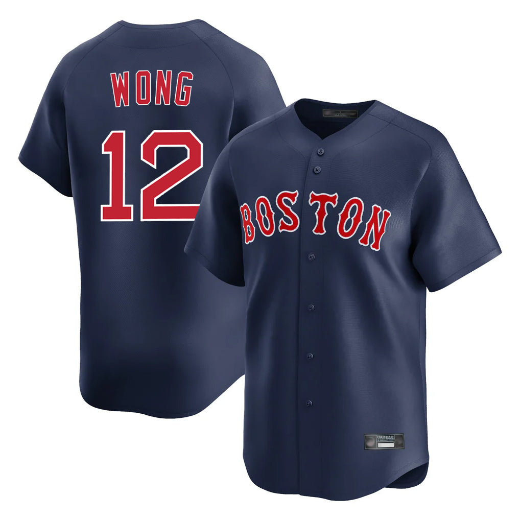 Punc B.Red Sox #12 Connor Wong Player Navy Limited Home Game Stitched Jerseys
