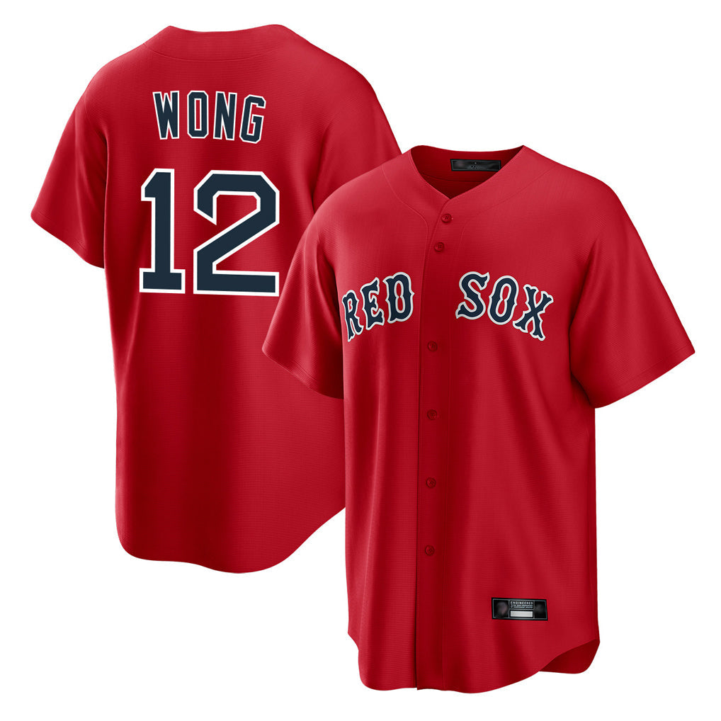 Punc B.Red Sox #12 Connor Wong Player Red Home Game Stitched Jerseys