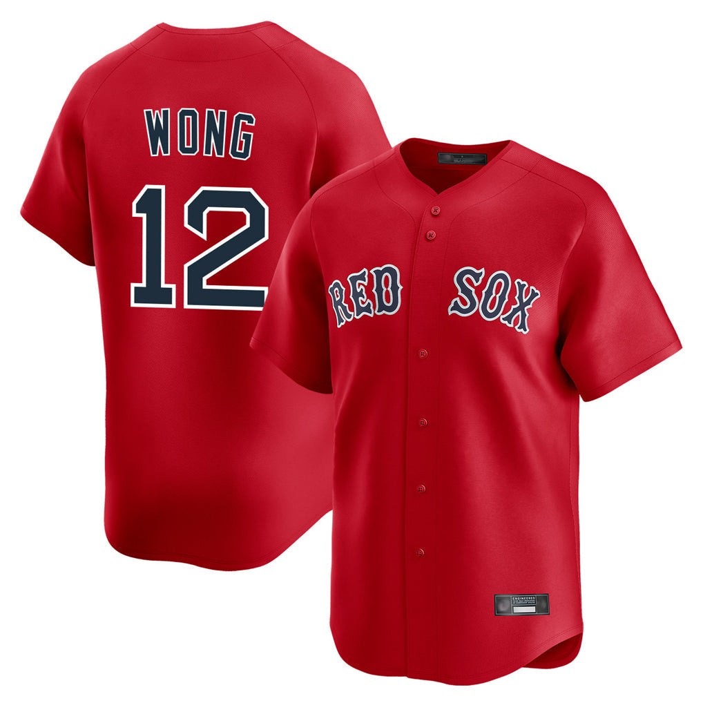 Punc B.Red Sox #12 Connor Wong Player Red Limited Home Game Stitched Jerseys